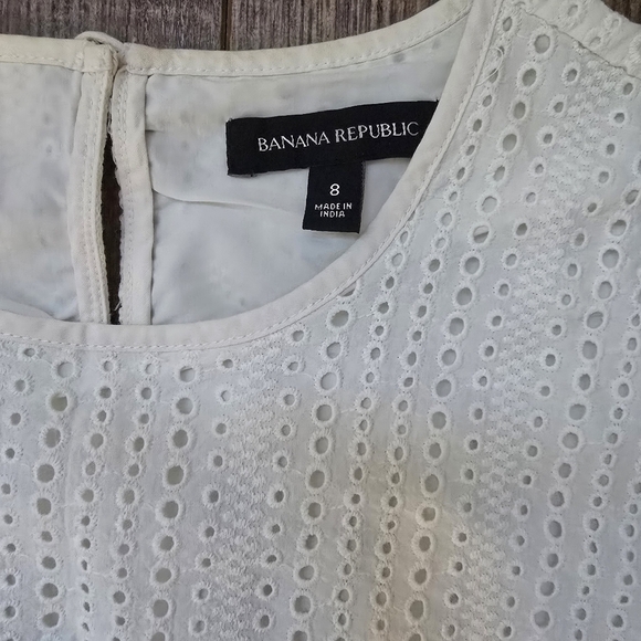 BANANA REPUBLIC Dress 8 Eyelet Ivory Cream Cottagecore Romantic Bridal LWD Boho - Picture 4 of 8